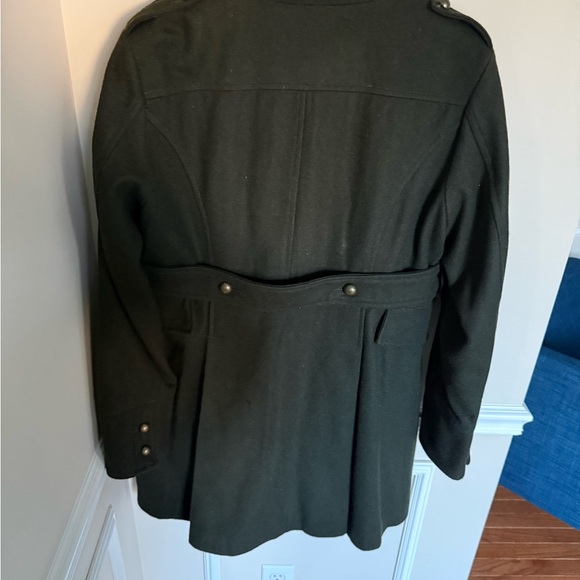 Y2K Steve Madden Sz XL Wool Blend Dark Olive Wool Blend Army Heavyweight Coat - Picture 4 of 11